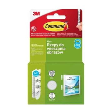 3M 3M Command vješalice za slike s čičkom, male bijele, 4 para, 2 kg, 17202..