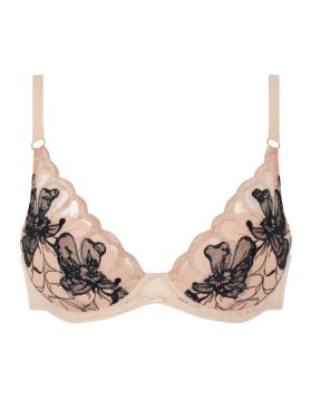 Fleurs Signature Chantelle grudnjak s dubokim uzorkom | Crni i bež 65E