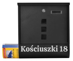 Gockowiak Skrzynka pocztowa na listy Hans czarny z napisami