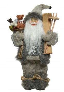 Kaemingk Božićna figurica Djeda Mraza sive boje 45 cm