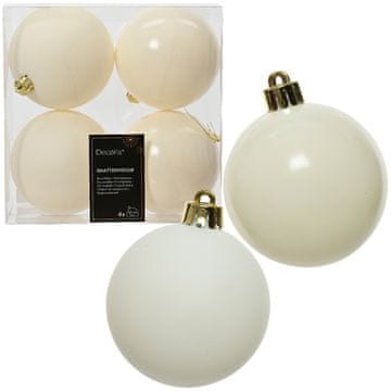 Kaemingk Set od 4 nelomljive božićne kuglice 10 cm, toplo bijela sjajna mat boja