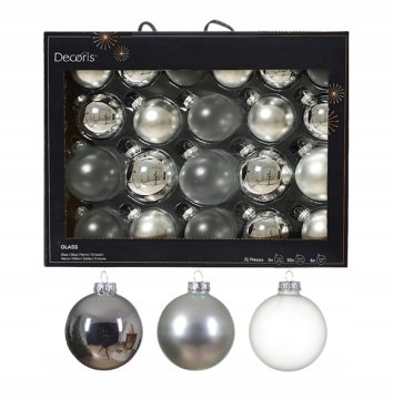 Kaemingk Set od 21 srebrne staklene kuglice 5/6/7 cm sjajne mat