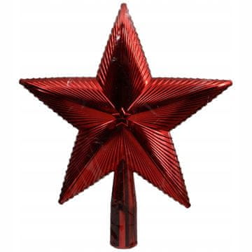 Kaemingk Vrh božićnog drvca, crvena zvijezda, 21,5 cm, sjajni, svečani