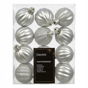 Kaemingk Set od 24 božićne kuglice, plastične, 4 cm, srebrne, mat, šljokice