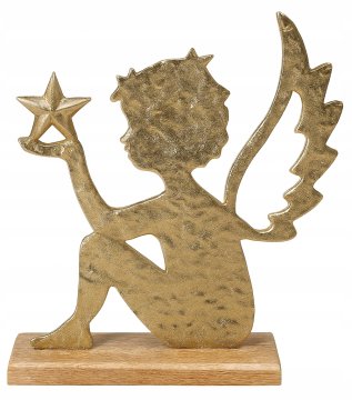 Koopman Božićna figurica, drveni zlatni anđeo, 23 cm, 1 komad