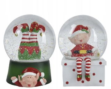 Kaemingk Božićna figurica snježne kugle plastični vilenjak 10,5x13,5 cm 1 komad