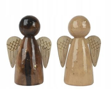Kaemingk Drvena božićna figurica, smeđa, minimalistički anđeo, 12 cm, 1 komad