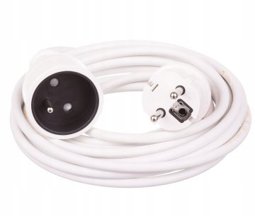 Duwi Produžni kabel, 1 utičnica s uzemljenjem, bijeli, 10 A, 5 m