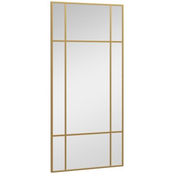 Northix Zidno ogledalo 110 x 50 cm Dekorativno ogledalo s metalnim okvirom Pravokutno ogledalo za spavaću sobu kupaonicu zlatne boje