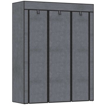 Northix Tkanina za garderobu, garderoba s vješalicama za odjeću, 8 razina, sklopivi ormar, sklopivi ormar za spavaću sobu, hodnik, netkana tkanina, tamnosiva, 125 x 43 x 162,5 cm