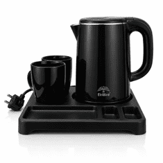 ElriBird Hotelski električno Set Kuhalo 1L 1000W Inox 304 s Crnim Pladnjem