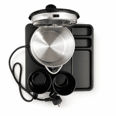 ElriBird Hotelski električno Set Kuhalo 1L 1000W Inox 304 s Crnim Pladnjem