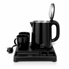ElriBird Hotelski električno Set Kuhalo 1L 1000W Inox 304 s Crnim Pladnjem