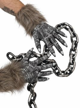 Sive Krampus rukavice s kandžama i krznom