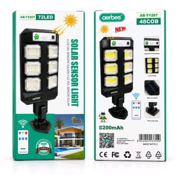 Aerbes LED solarna svjetiljka sa senzorom pokreta 22 × 9 cm – 40 W s daljinskim upravljačem