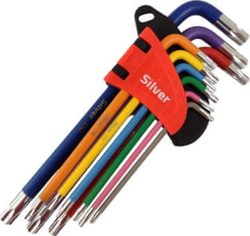 Silver Srebrni TORX imbus ključevi 9 kom T10-T50 u boji, dugi S10737
