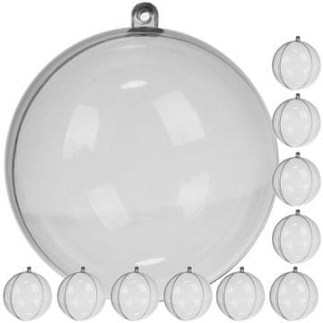 slomart RUHHY Prozirne božićne kuglice 12 cm, set 10 kom.