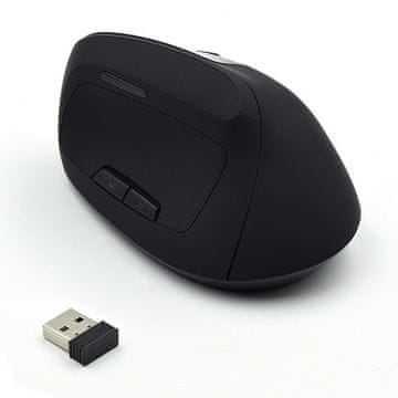 Ewent Miš Ewent Wireless Ergonomic Vertical, 1600dpi, crni, USB