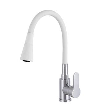 slomart Flex 3000 bijela/krom slavina za kuhinju s fleksibilnim izlivom