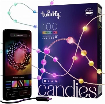 Twinkly Twinkly Candies LED Božićna rasvjeta TWKP100RGB-T 6m 100 bisernih svjetala