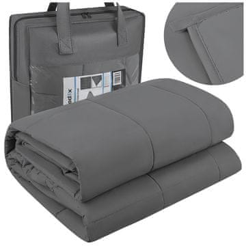 Northix Utegnuta deka 7 kg 200 x 150 cm s džepovima 15 x 15 cm, siva, pamučna navlaka