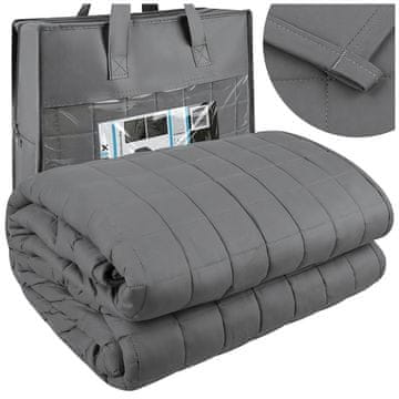 Northix Utegnuta deka 6 kg 200 x 150 cm s džepovima od perli, siva, pamučna navlaka