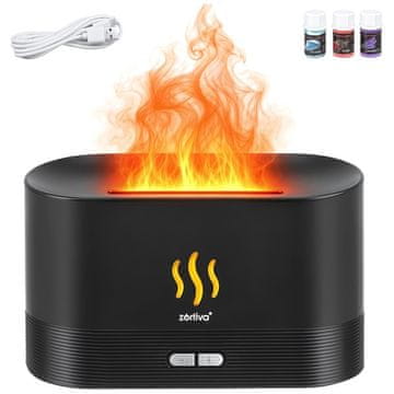 Northix Aroma difuzor ovlaživač zraka 180 ml s RGB LED efektom plamena, USB-C, crni