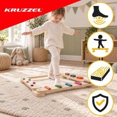 Northix Drvena staza za ravnotežu za djecu, 14 dijelova, senzorna staza, grede 60 cm, XL