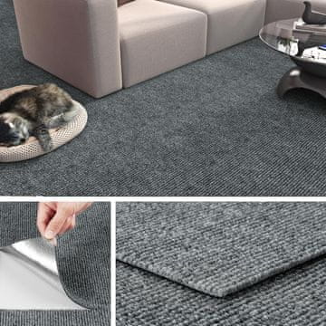 Nikcorp Samoljepljive tepih ploče 16 komada sive 30x30 cm, protuklizne podne obloge za dom i ured, debljina 5 mm, jednostavna DIY montaža, perive modularne pločice za dnevni boravak, spavaću sobu i urede