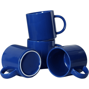 Nikcorp Keramičke šalice za kavu set 4 komada 340 ml plave, elegantne dizajnerske šalice za čaj, perive u perilici posuđa, pogodne za mikrovalnu pećnicu, promjer 8,9 cm, visina 8,9 cm, ergonomski dizajn