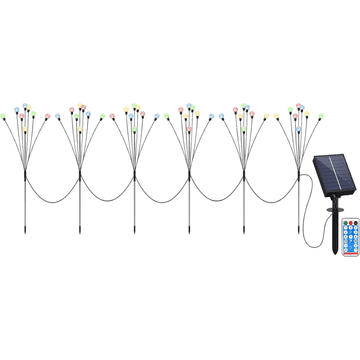 Nikcorp Solarne vrtne svjetiljke krijesnice set 6 komada, 48 LED dioda po svjetiljci, 8 načina rada, daljinski upravljač, IP65 zaštita, timer, podesiva svjetlina, ABS plastika, za vrt, terasu i staze, 1200