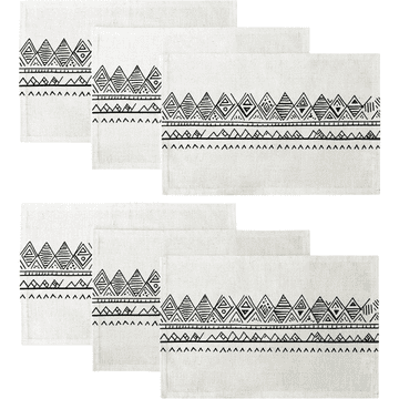 Nikcorp Dekorativni podmetači za stol QIYI, set od 6 komada, 30x45 cm, perivi, boho vintage stil, otporni na toplinu, poliester i lan, bijeli, za blagovaonicu, kuhinju i dekoraciju stola, ojačani šavovi