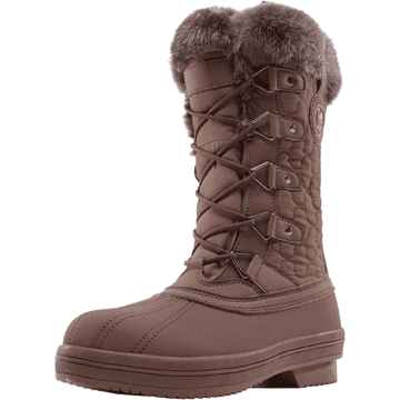 Nikcorp Ženske čizme za snijeg OutPro vodootporne, smeđe, veličina 42 EU, slip-on dizajn s vezicama i patentnim zatvaračem, topla podstava od umjetnog krzna, neklizajući gumeni potplat, ojačani anti-shock