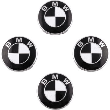 Nikcorp Poklopci za felge BMW set 4 komada 68 mm, čepovi za glavčinu kotača od ABS plastike i aluminija, crni dizajn visokog sjaja, izdržljivi i otporni poklopci za BMW kotače, jednostavna montaža, 4 kom
