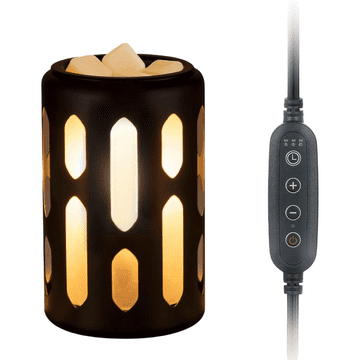 Nikcorp Električni mirisni kamin 2u1 lampa za vosak i ulja, podesiva snaga, timer 2h 4h 8h, industrijski dizajn, 25W, 230V, dimenzije 10x10x16 cm, crna dekorativna aromaterapija za dom, sigurno otapanje voska
