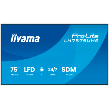 iiyama Prolite LH7575UHS-B2AG LFD - 189.3 cm (75''), 4K UHD (3840x2160), IPS, 60Hz, 8ms, 500 cd/m²