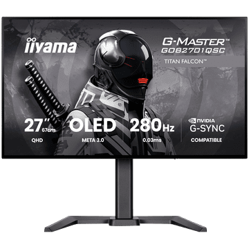 iiyama G-Master GOB2701QSC-B1 gaming monitor - 68.5 cm (27''), WQHD (2560x1440), OLED, 280Hz, 0.03ms, 1500 cd/m², mat / crni