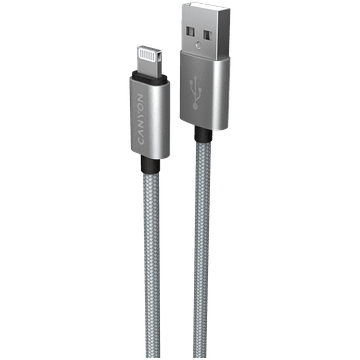Canyon MFI-3, MFI pleteni kabel za punjenje i sinkronizaciju s metalnim kućištem, USB na Lightning, certificiran od strane Applea, duljina kabela 1 m, promjer 0,28 mm, tamnosiv.
