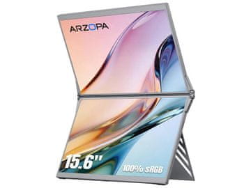 Arzopa Prijenosni monitor 15.6'' (40 cm), FullHD, IPS, 60Hz, dva zaslona, mHDMI, USB-C, zvučnici, ARZOPA E1
