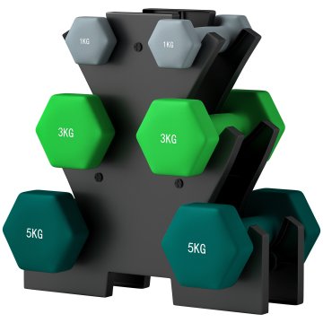 Homestar Set bučica 6 bučica sa stalkom 2x1kg 2x3kg 2x5kg metal