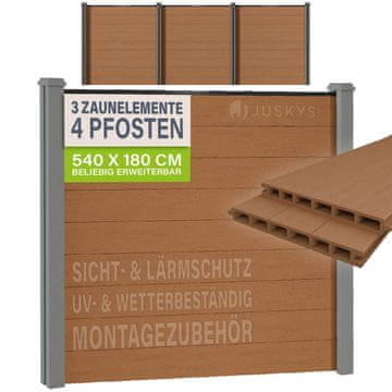 Homestar Set panela za privatnu ogradu 3 komada 170x2x180 cm tikovina 4 stupa