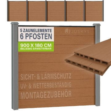 Homestar Set panela za privatnost 5 komada 170x2x180 cm tikovina 6 stupova
