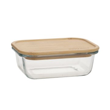 Homestar Posuda BOXY 14,5x10,5x4,8 cm, 370 ml, staklo i bambus