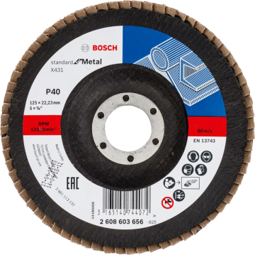 Bosch LAMPNI KOTAČ 125 mm X431 P 40 STANDARD ZA METAL KONVEKSNI