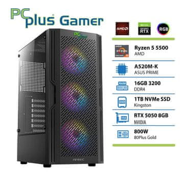 PCplus Gamer Ryzen 5 5500 16GB 1TB SSD RTX 5050 8GB gaming stolno računalo
