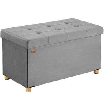 Northix Klupa od sive baršune 76x38x42cm sklopiva s prostorom za pohranu