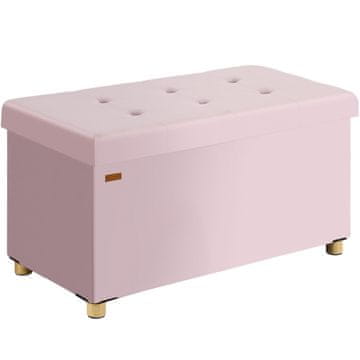 Northix Sklopiva klupa od ružičastog baršuna 76x38x42cm s prostorom za pohranu