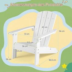 Costway Set od 2 Adirondack dječje stolice bijele boje