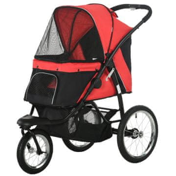 Homestar Kolica za psa 111x58x107 cm, crvena, sklopiva sa sjenilom i mrežastim prozorom
