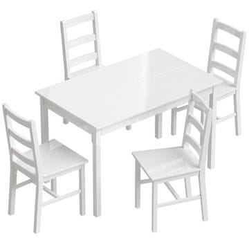 Homestar 5-dijelni blagovaonski set za 4 osobe pravokutni stol i stolice od punog drveta bijele boje